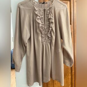 Nanette Lepore Ruffled Blouse in Shimmering gold Taupe 6 Small